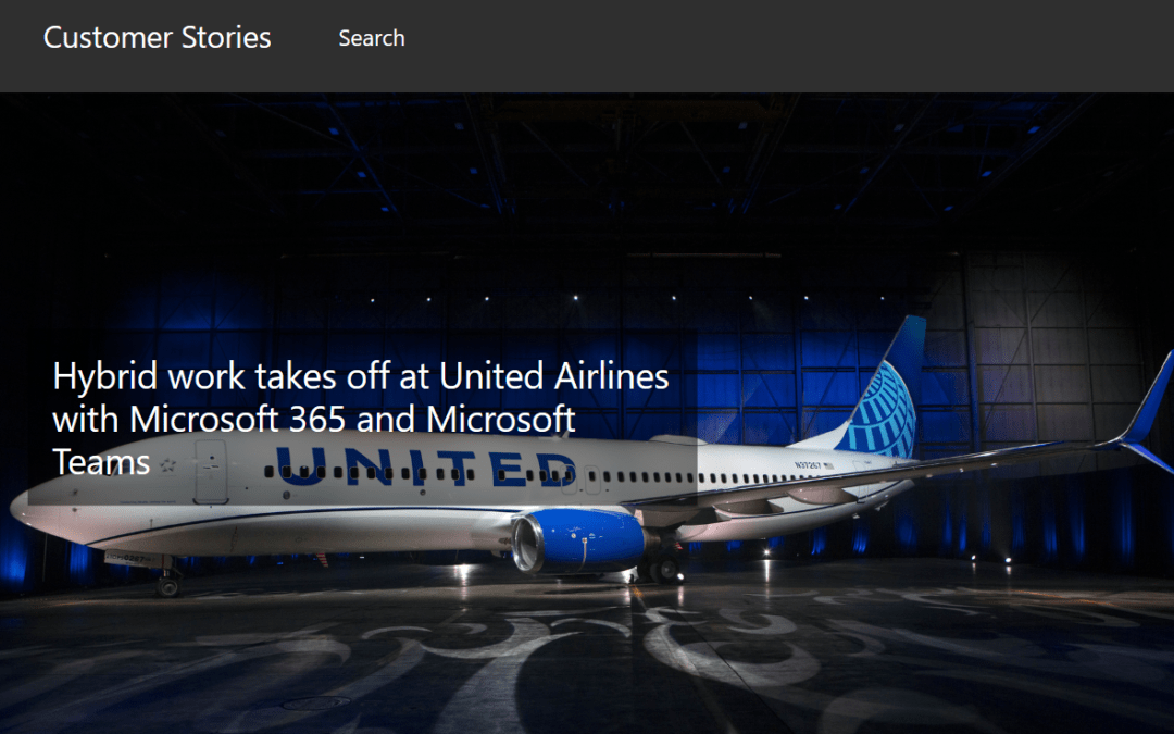 El trabajo híbrido despega en United Airlines con Microsoft 365 y Microsoft Teams